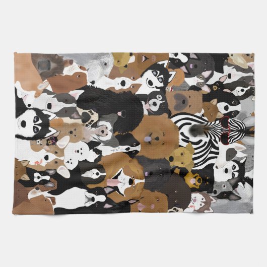 Honden, katten, kip, keukenhanddoek (Horizontaal)