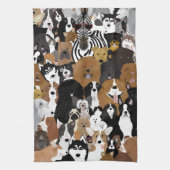 Honden, katten, kip, keukenhanddoek (Verticaal)