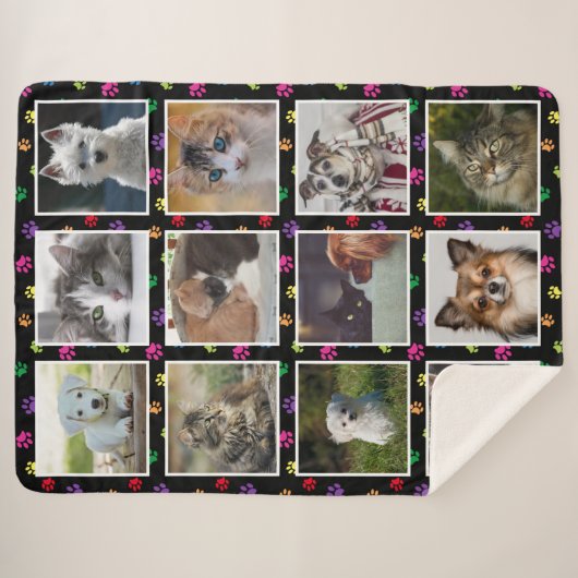 Honden katten kleurrijke pokken afdrukken Aangepas Sherpa Deken (Voorkant (horizontaal))