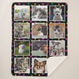 Honden Katten Kleurrijke Pootafdrukken Aangepaste  Sherpa Deken