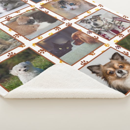 Honden Katten Paw Prints Aangepaste Fotocollage Sherpa Deken (3/4)