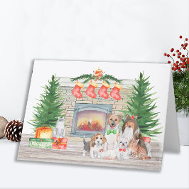 Honden katten Puppies Kittens Cute Kersthaard Feestdagen Kaart