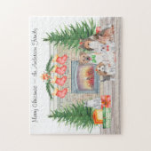 Honden katten Puppies Kittens Fireplace Kerstmis Legpuzzel (Verticaal)