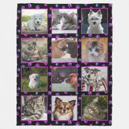 Honden Katten Roze Paars Blauw Pootafdrukken Huisd Fleece Deken