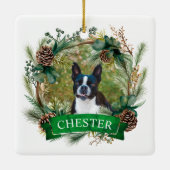Honden Kerst Krans Keramisch Ornament (Achterkant)
