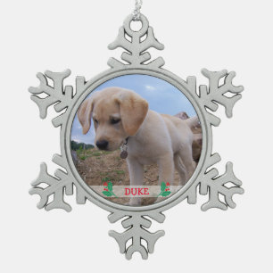 Honden Kerst Ornamente Tin Gepersonaliseerd Foto Sneeuwvlok Ornament