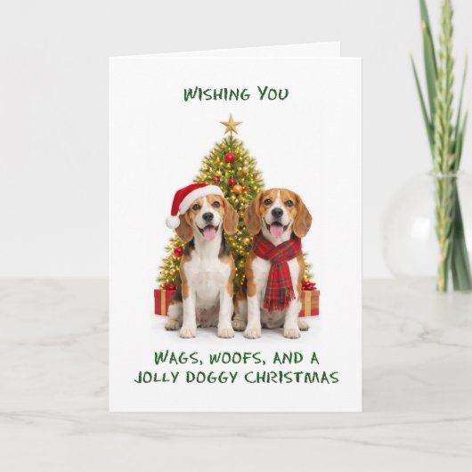 Honden Kerstmis Beagles Feestdagen Kaart (Voorkant)