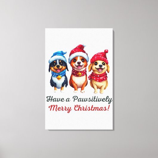 Honden Kerstmis Canvas Afdruk (Voorkant)