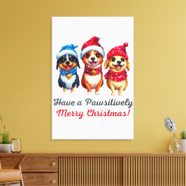 Honden Kerstmis Canvas Afdruk