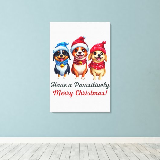 Honden Kerstmis Canvas Afdruk (Insitu (Houten vloer))