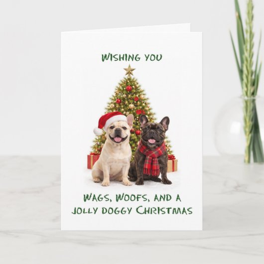 Honden Kerstmis Feestdagen Kaart (Voorkant)