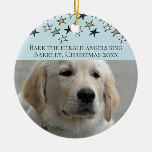 Honden Kerstmis Gepersonaliseerde Fotosjabloon Keramisch Ornament