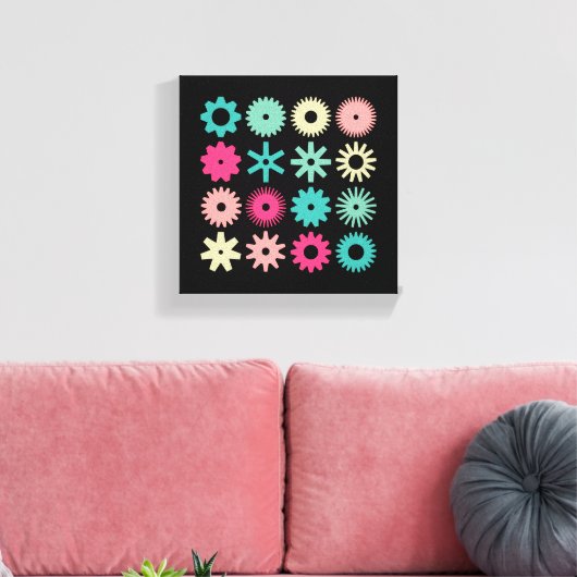 Honden - Kleuren 01 - op zwart Canvas Afdruk (Insitu (Woonkamer))