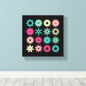 Honden - Kleuren 01 - op zwart Canvas Afdruk (Insitu (Houten vloer))