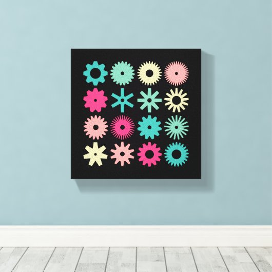 Honden - Kleuren 01 - op zwart Canvas Afdruk (Insitu (Houten vloer))