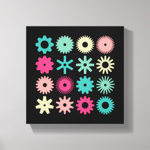 Honden - Kleuren 01 - op zwart Canvas Afdruk