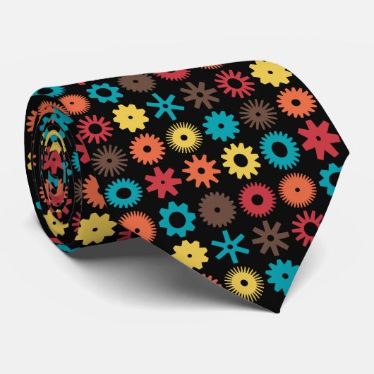 Honden - Kleuren 02 op zwart Stropdas (Opgerold)