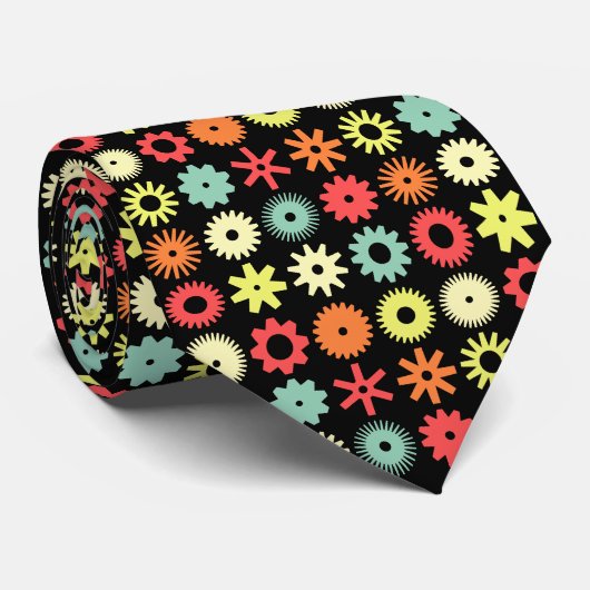 Honden - Kleuren 04 op zwart Stropdas (Opgerold)