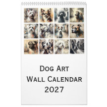 Honden Kunst Wandkalender 2027, Artistieke Hondenp