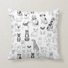 Honden kussen - zwarte en witte, met de hand getro