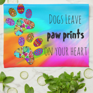 Honden Laat Paw Prints Op Uw Hart Keuken Handdoek