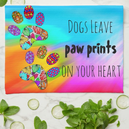 Honden Laat Paw Prints Op Uw Hart Keuken Handdoek (Gevouwen)