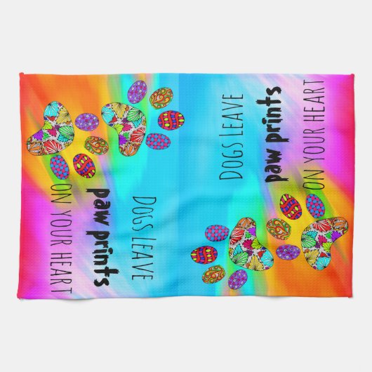 Honden Laat Paw Prints Op Uw Hart Keuken Handdoek (Horizontaal)