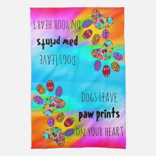 Honden Laat Paw Prints Op Uw Hart Keuken Handdoek (Verticaal)