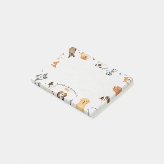 Honden langs de grenzen na de introductie post-it® notes (Schuin)