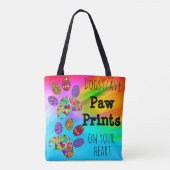 Honden laten pootafdrukken achter op je hart Canva Tote Bag (Achterkant)