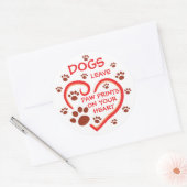 Honden laten verf afdrukken op je hart ronde sticker (Envelop)