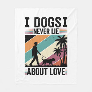 Honden liegen nooit over liefde vintage wandelende fleece deken