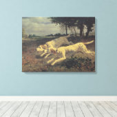 Honden lopen (beagles) (door Constant Troyon) Canvas Afdruk (Insitu (Houten vloer))