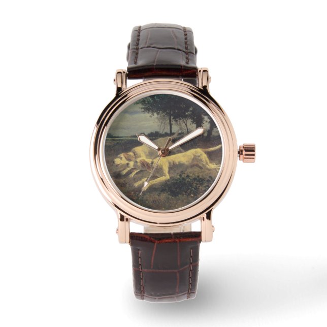 Honden lopen (beagles) (door Constant Troyon) Horloge (Voorkant)