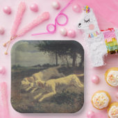 Honden lopen (beagles) (door Constant Troyon) Papieren Bordje (Feest)