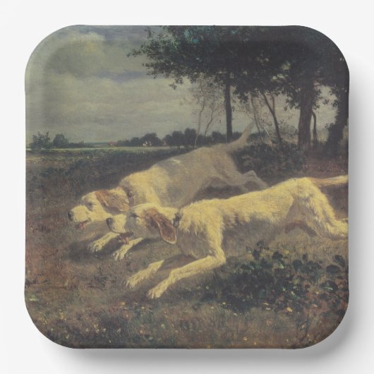 Honden lopen (beagles) (door Constant Troyon) Papieren Bordje (Voorkant)