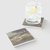 Honden lopen (beagles) (door Constant Troyon) Stenen Onderzetter (Zijkant)