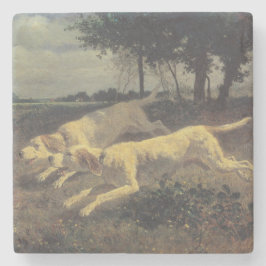 Honden lopen (beagles) (door Constant Troyon) Stenen Onderzetter