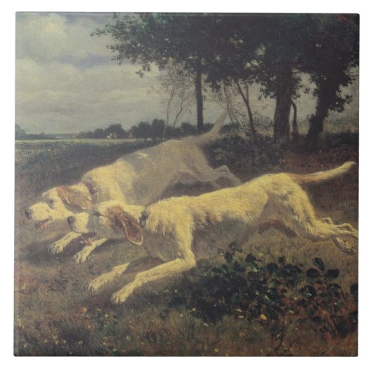 Honden lopen (beagles) (door Constant Troyon) Tegeltje (Voorkant)