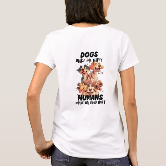 Honden maken me blij schattige honden t-shirt (Achterkant)