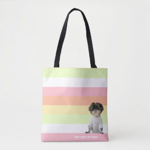 Honden maken me blij Shihtzu meloen roze eenvoudig Tote Bag