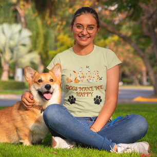 Honden maken me gelukkig Huisdierliefhebber Casual T-shirt