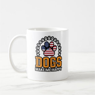 Honden maken me gelukkig patriottische poot vintag koffiemok