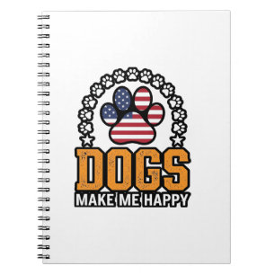 Honden maken me gelukkig patriottische poot vintag notitieboek