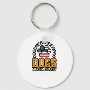 Honden maken me gelukkig Patriottische Poot Vintag Sleutelhanger