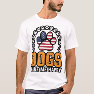 Honden maken me gelukkig Patriottische Poot Vintag T-shirt
