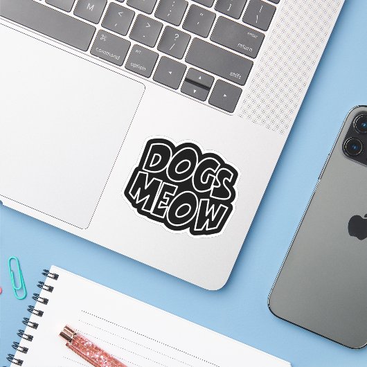 Honden Meauw Sticker (Laptop met iPhone)