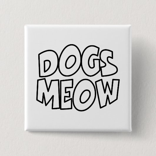 Honden Meauw Vierkante Button 5,1 Cm (Voorkant)