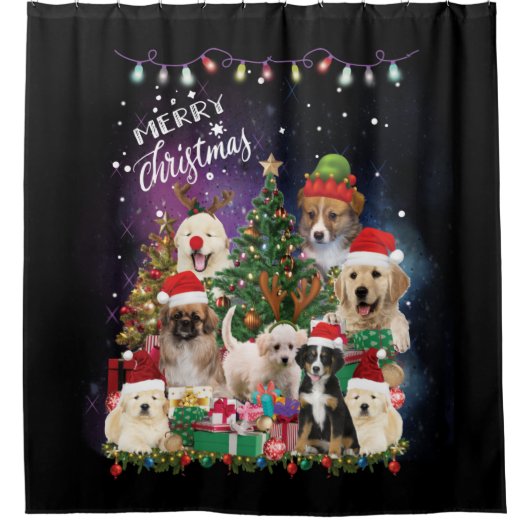 honden Merry kermas Light Douchegordijn (Voorkant)