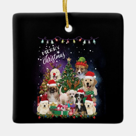 honden Merry kermas Light Keramisch Ornament (Voorkant)